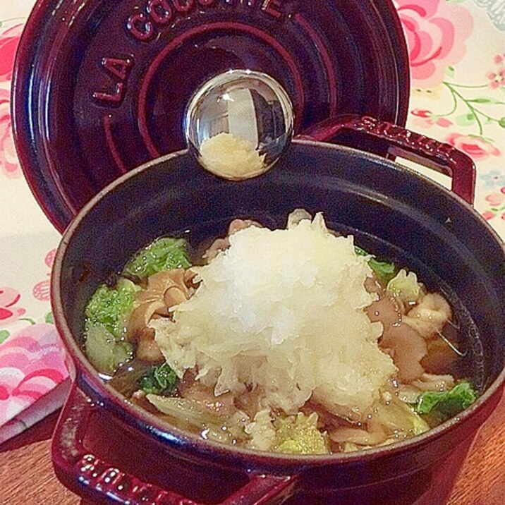 お一人様☆STAUBで豚バラミルフィーユみぞれ鍋♪